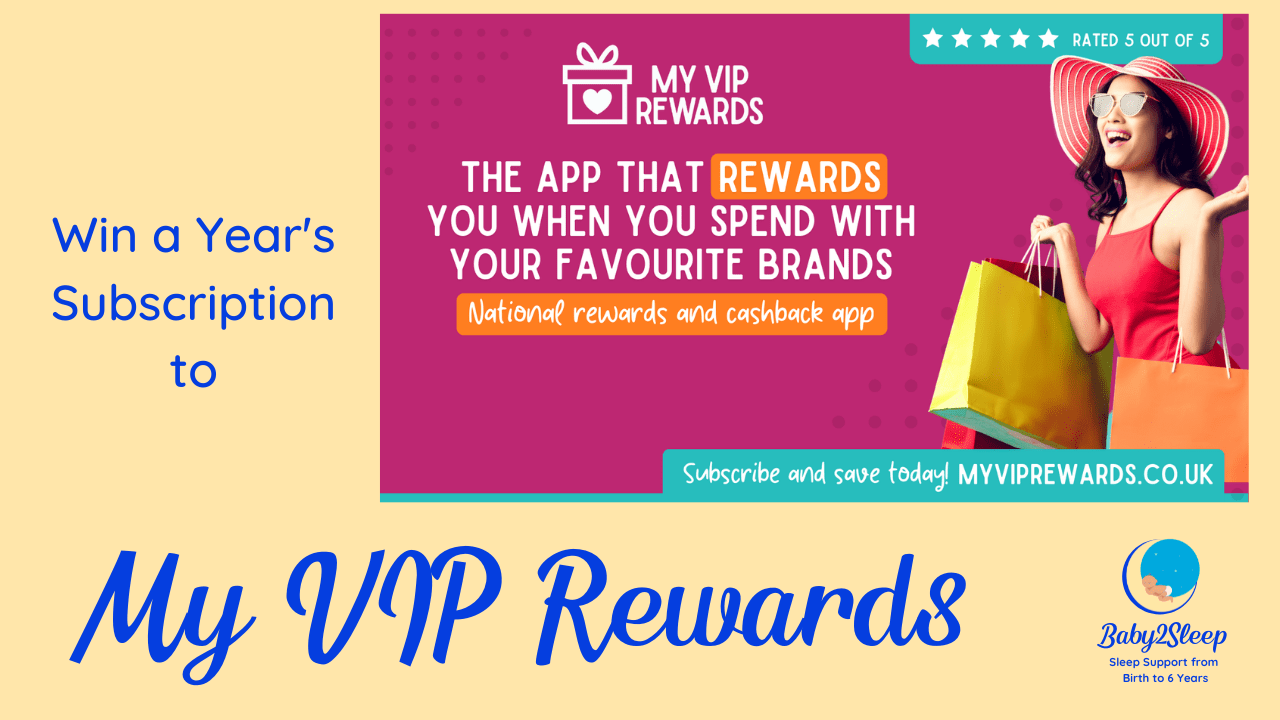 The Image says Win a Year's subscription to My VIP Rewards nd shows a woman with shopping bags